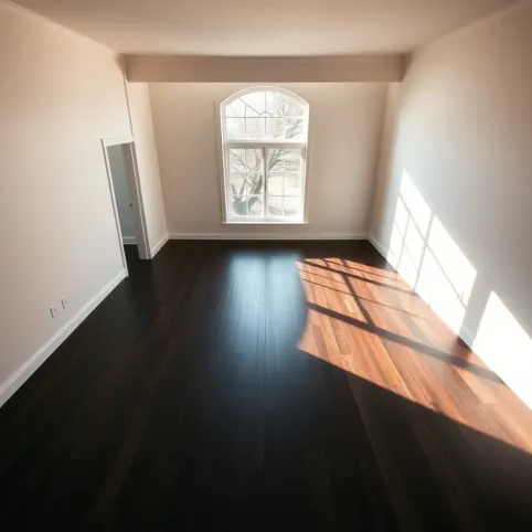 Salon z ciemną podłogą