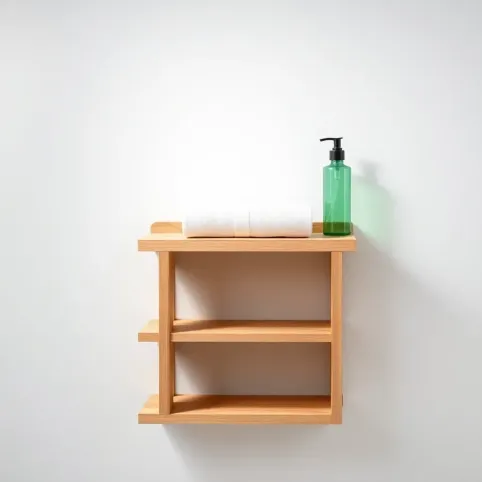 Wąski drewniany regał do łazienki
