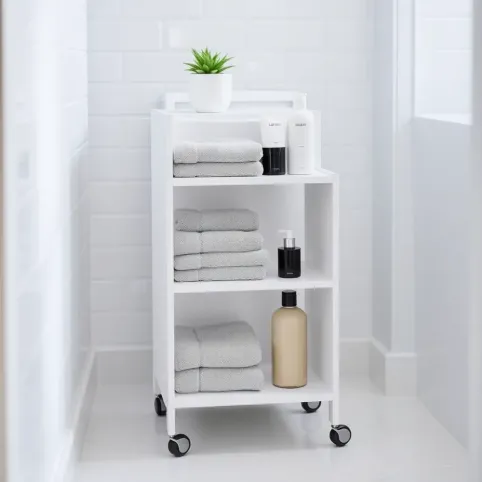 Wąski regał łazienkowy na kółkach