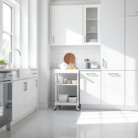 Wąski regał na kółkach do kuchni