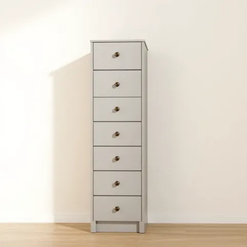 Wąski regał z szufladami