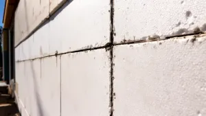 Widoczne łączenia płyt styropianowych
