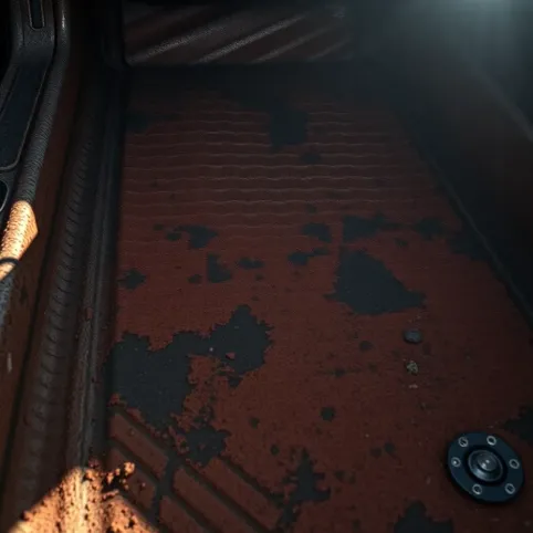 Zardzewiała podłoga w samochodzie