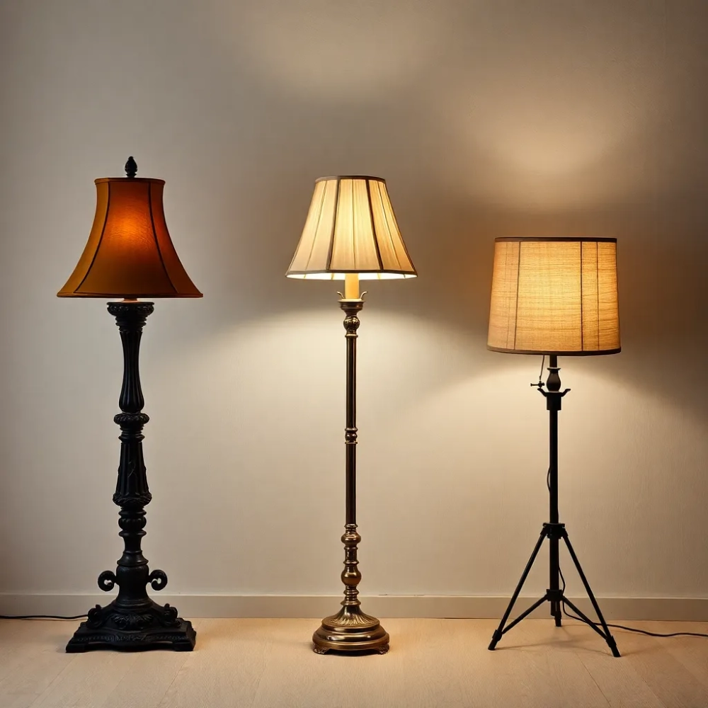 Stare lampy podłogowe z abażurem