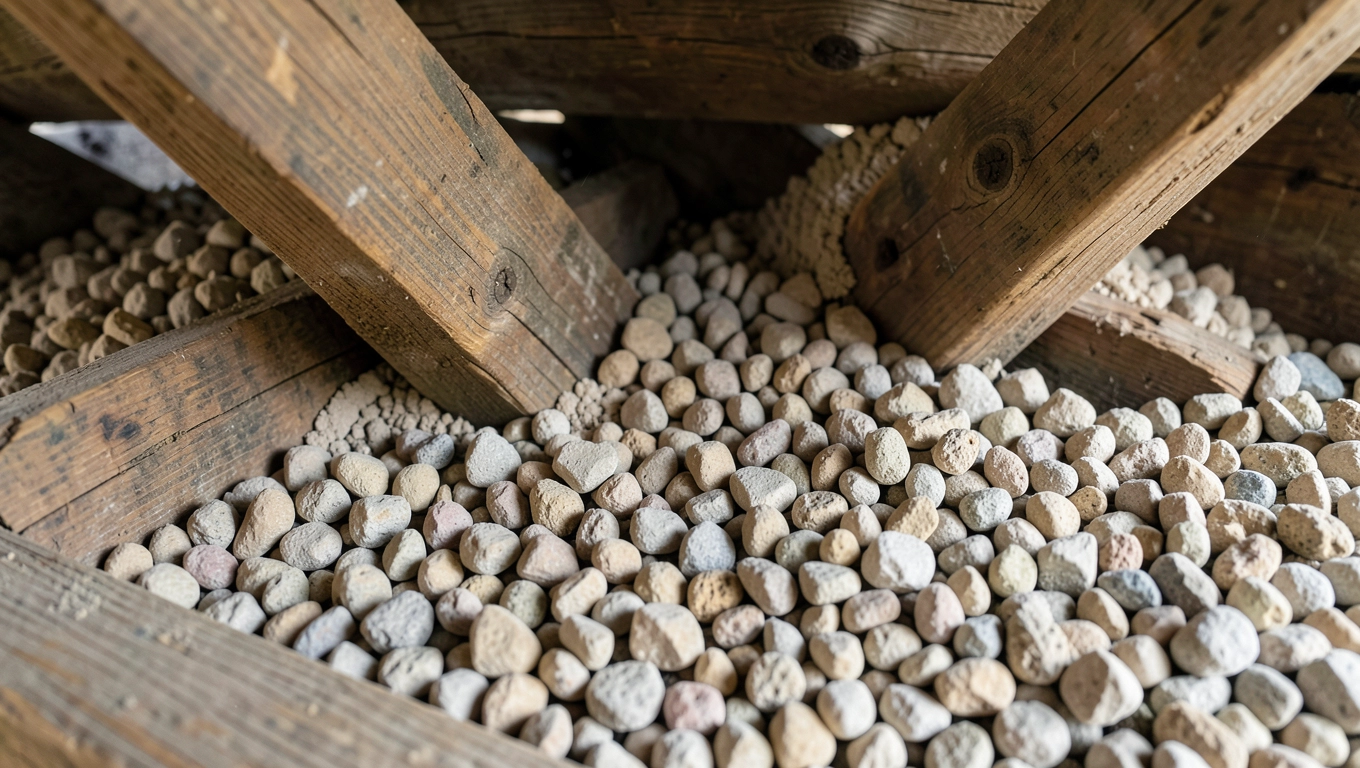 Układanie keramzytu na stropie z belek drewnianych