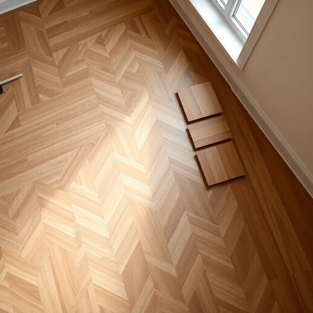 Układanie paneli winylowych w jodełkę