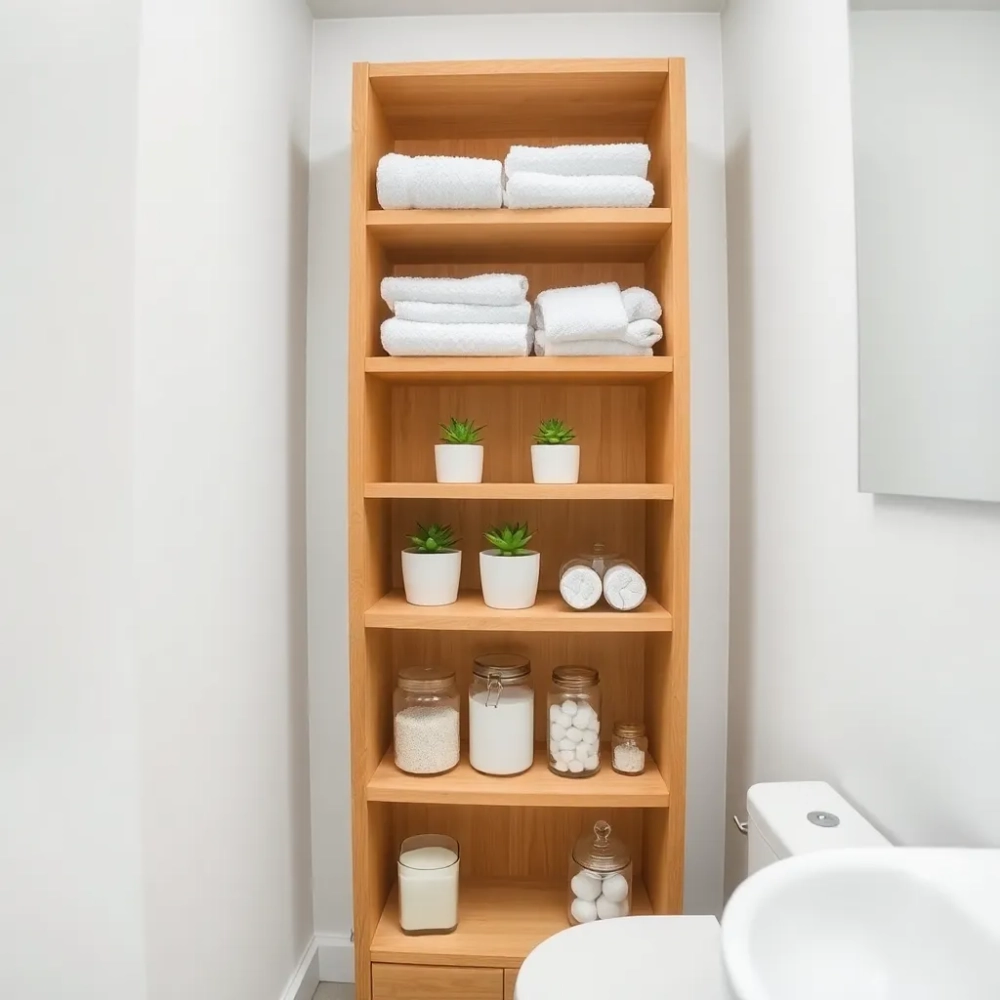 Wąski regał do łazienki