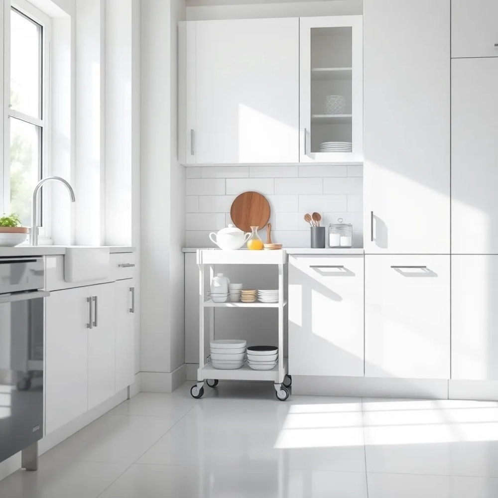 Wąski regał na kółkach do kuchni