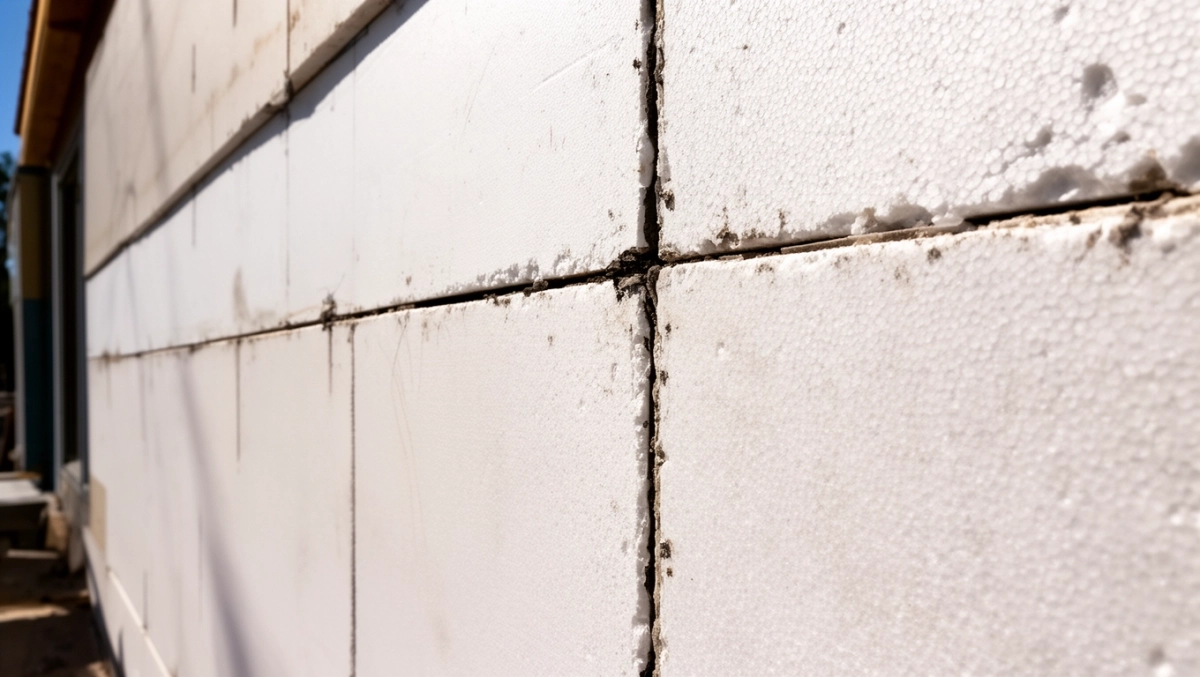 Widoczne łączenia płyt styropianowych