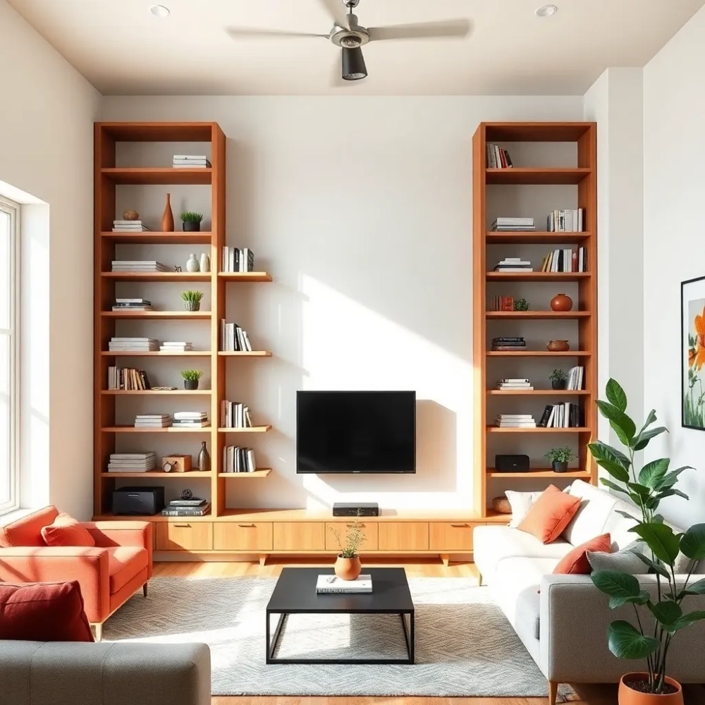 Wysoki regał do salonu