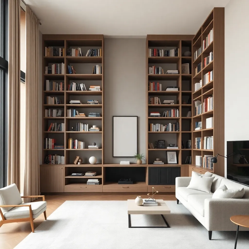 Wysokie regały do salonu